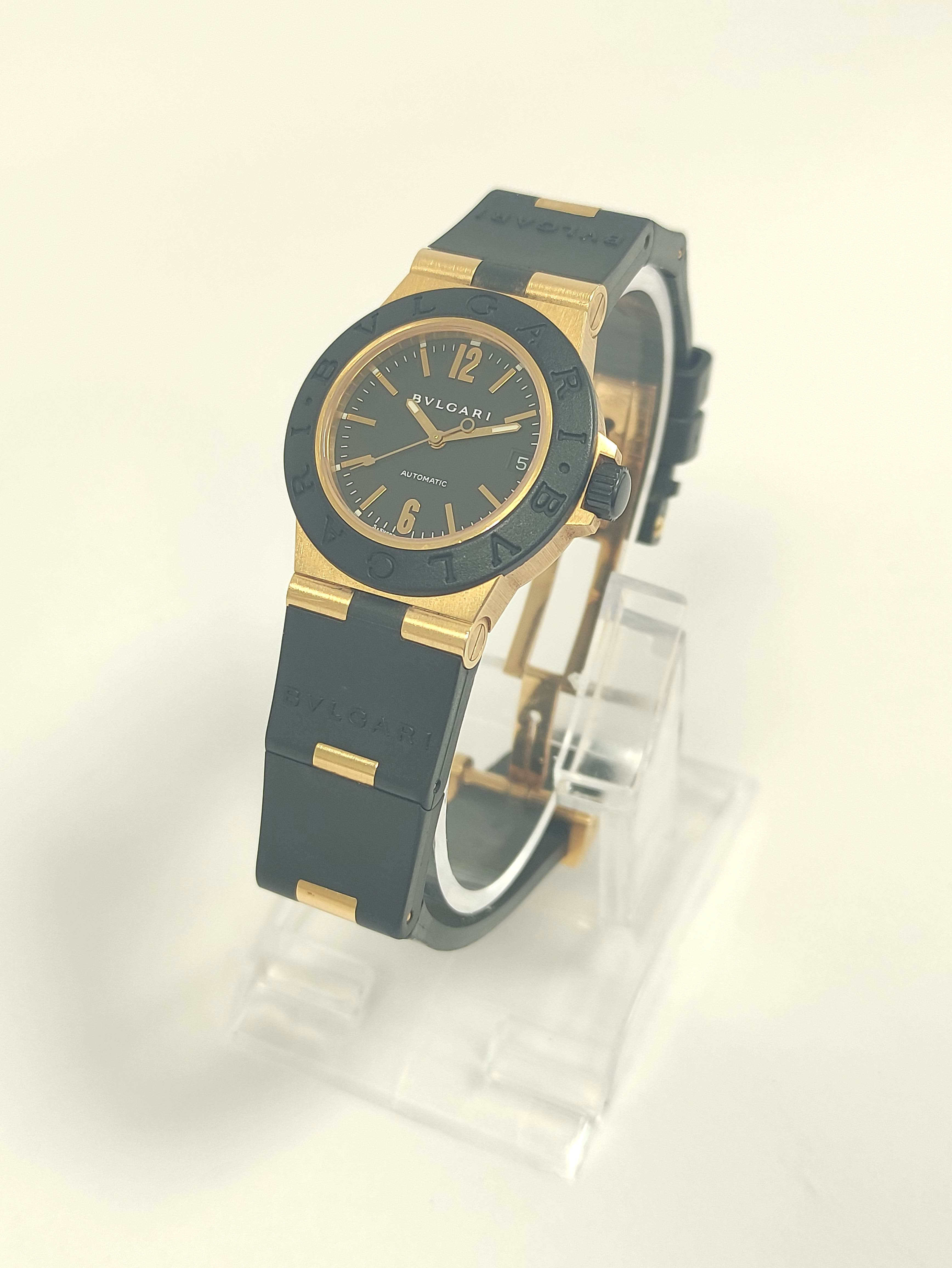Bulgari AL32 automatic watch, 18ct gold and butyl, with receipt and other items, in box. - Image 3 of 8