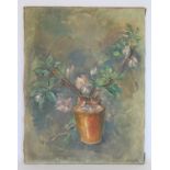 Stella Steyn (Irish 1907-1987) Still life of apple blossom in a terracotta vase Oil on canvas,