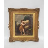 After Murillo (19th Century) John the Baptist Oil on canvas 33cm x 28cm The boy is depicted in a