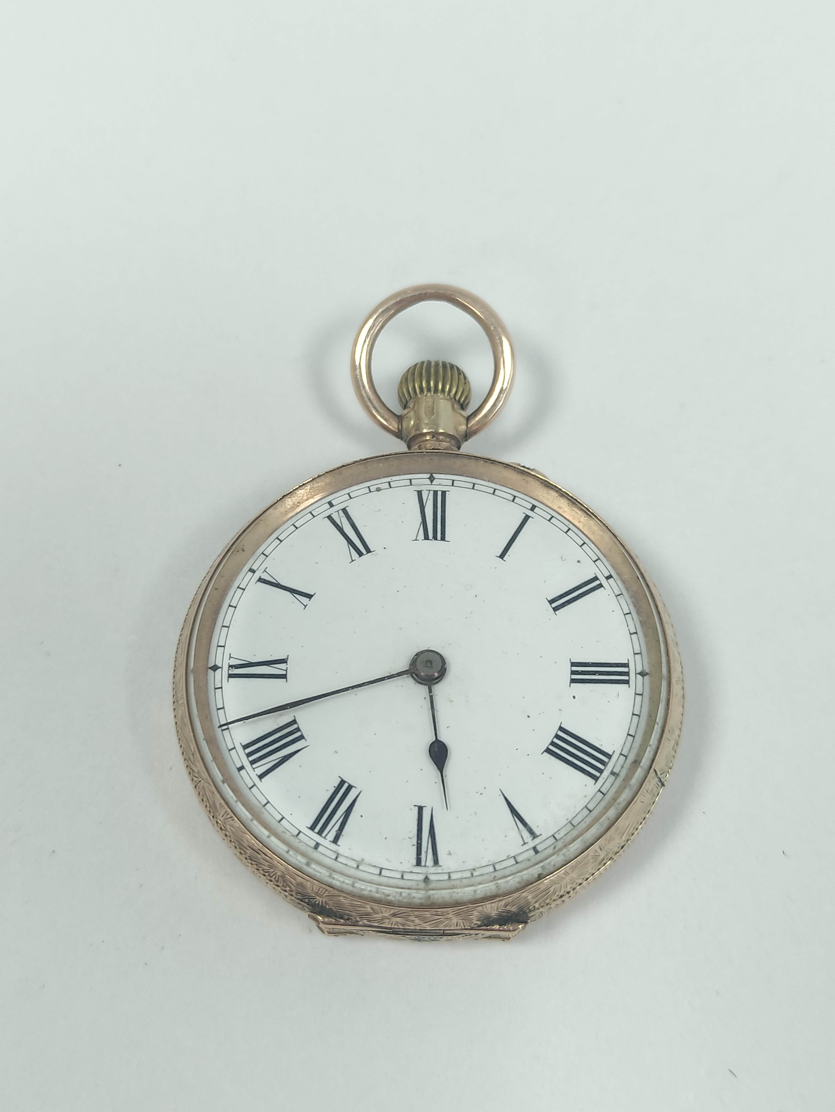 Geneva keyless cylinder watch in 9ct gold engraved case, 1907, 31mm, also a Waterbury watch box - Image 2 of 5