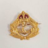 9ct gold and enamel Navy anchor brooch, by Deakin & Francis, 3.6g.