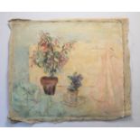 Stella Steyn (Irish 1907-1987) Still life of potted fuchsia and geranium Oil on canvas,