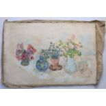 Stella Steyn (Irish 1907-1987) Still life of vases of flowers and potted azalea Oil on canvas,