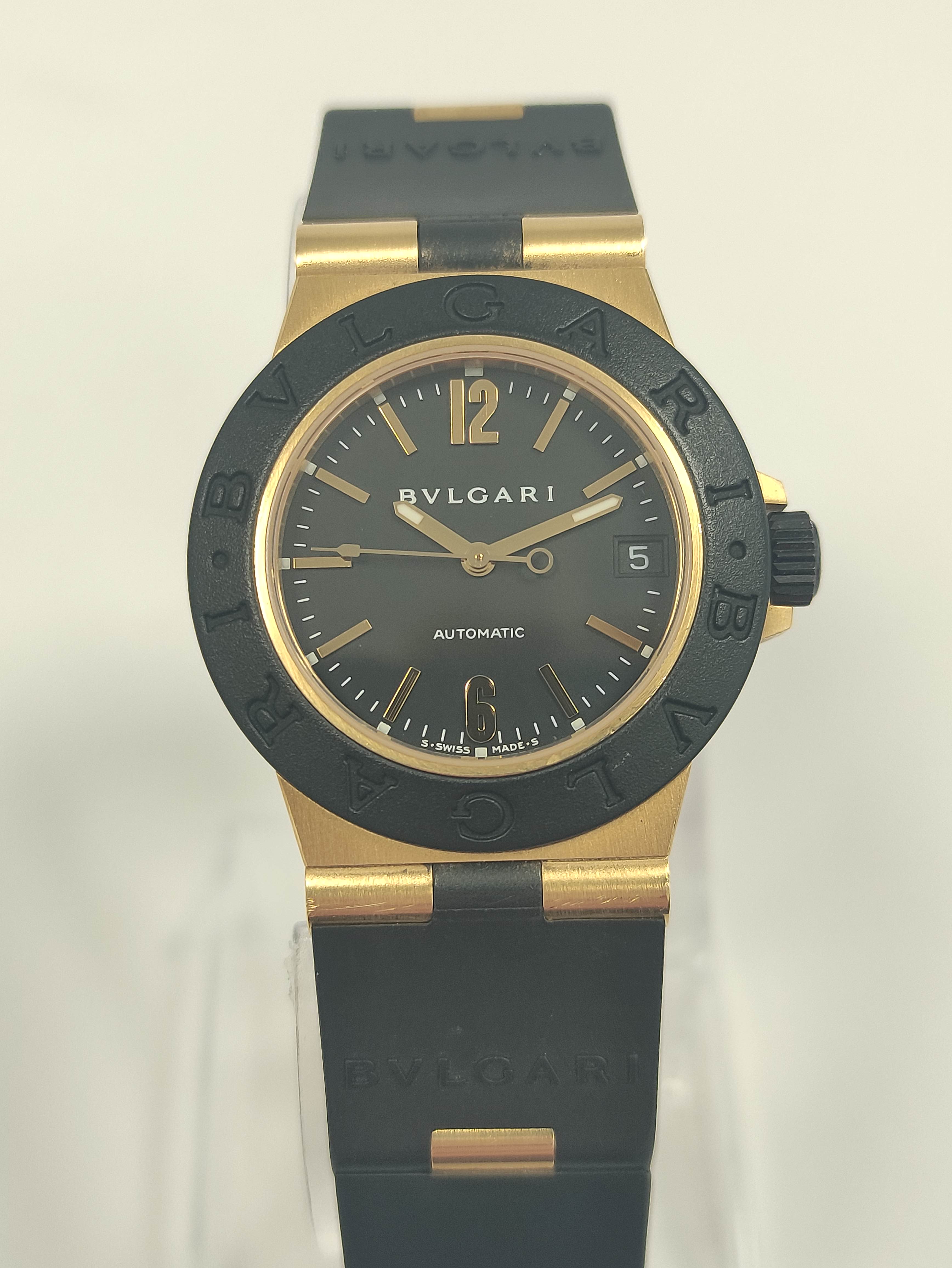 Bulgari AL32 automatic watch, 18ct gold and butyl, with receipt and other items, in box. - Image 4 of 8
