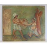 Stella Steyn (Irish 1907-1987) Classical scene, The Rape of Lucretia Oil on board, unframed 76cm x