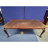 Late 19th century large mahogany and walnut library table, the rectangular top with moulded edges