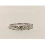 Diamond five-stone ring, in 18ct white gold, approximately .75ct, size 'N'.