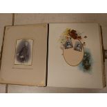 Victorian photograph album, quarto in foliate embossed brown morocco extra with clasp, litho