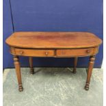 Victorian mahogany side table (formerly an end section from a larger table), with D-end top above