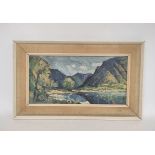 Roy Burrows (British 1922 - 2010) River landscape possibly Llyn Cowlyd Oil on board, signed 26cm x