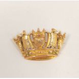 9ct gold Naval Crown brooch by Bensons, circa 1965, 6.6g.