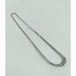 9ct white gold necklace of graduated close curb pattern, 14g.