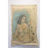 Stella Steyn (Irish 1907-1987) Nude self portrait Oil on canvas, unstretched 77cm x 51cm also