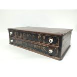 Victorian salesman's thread box, the drawers inscribed 'Clark & Co of Paisley Anchor Thread