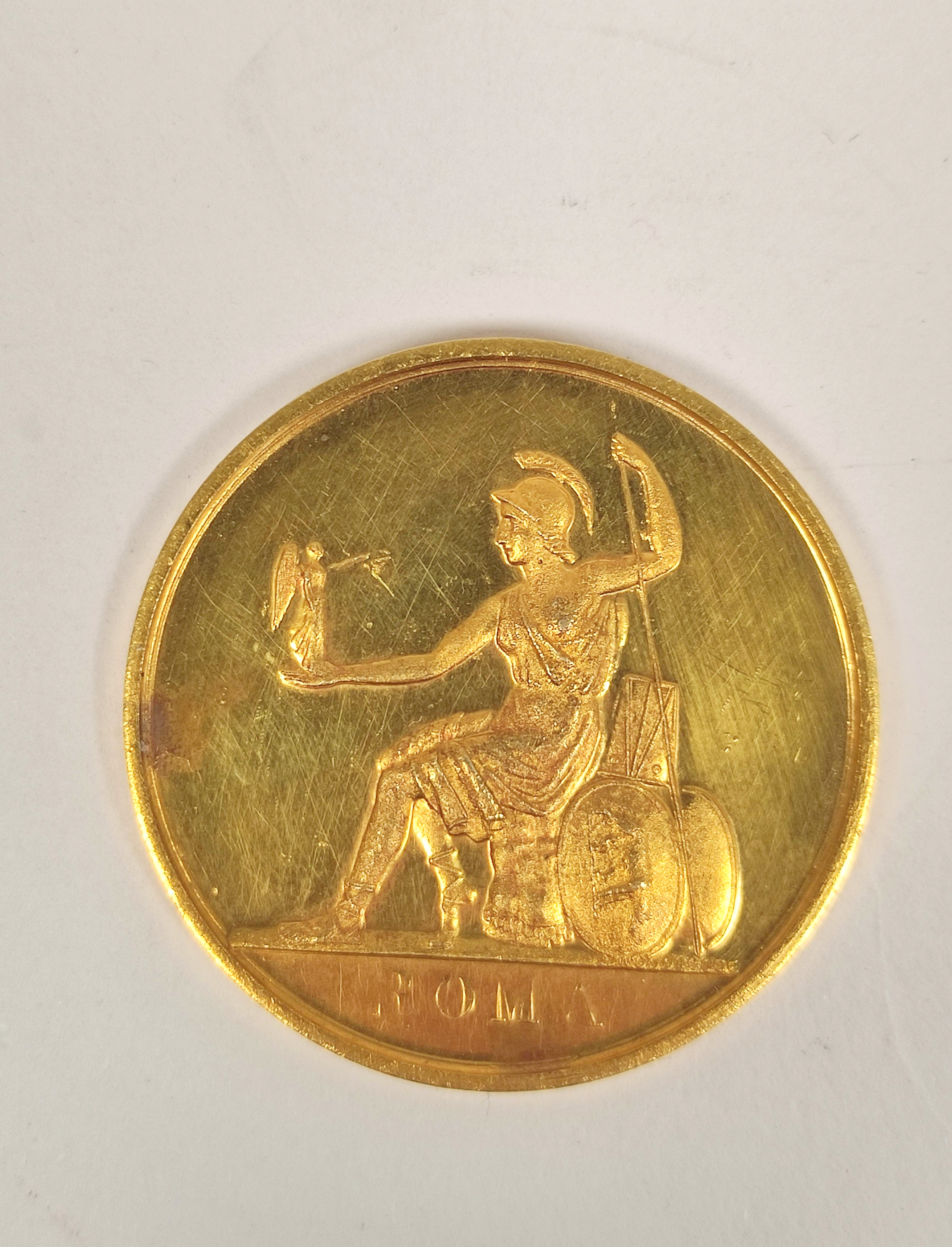 Gold medal, Trinity College Dublin, possibly 15ct, 31g.