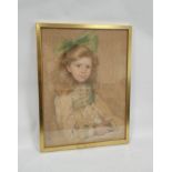 British School Portrait Of Jean Friend Aged 6, 1909, seated in half length Pastel, signed