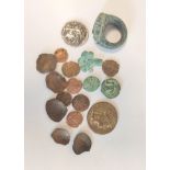 Antiquarian coins to include seven Roman copper AS coins, a Macedonian tetradrachm, five Byzantine