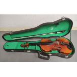 Modern 4/4 size violin by Skylark China. Spruce top and two piece back. Complete with case and bow.