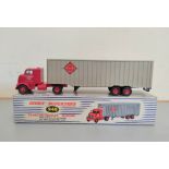 Dinky Supertoys. Boxed Tractor-Trailer "McLean" 948. Red die-cast cab with grey plastic trailer.
