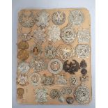 British Militaria Interest. Tray containing a large quantity of cap badges and helmet plates to
