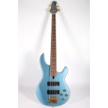 Yamaha swift blue four string electric guitar serial number PI 10242, BBG4S II, 114cm long.