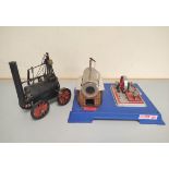 Wilesco. Wilesco D12 steam engine raised upon blue metal base, together with a die-cast model of