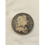 United Kingdom. Charles II 1677 silver crown third bust. OBV draped bust facing right. REV crowned