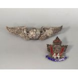 Militaria Interest. Silver WW1 era Canada 44th Overseas Battalion C.E.F regimental badge by G.A &