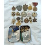 Militaria Interest- Collection of medals and badges to include a WW2 USA Good Conduct Medal, an