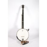 Deering Vega five string banjo with rosewood trim in its fitted case.