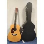 C.F. Martin & Co. D12X1AE electro-acoustic left handed twelve string guitar, made in Mexico