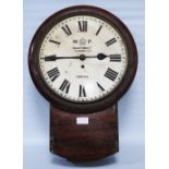 Bright, Son & Co., (Clerkenwell) Ltd, London Mahogany cased single fusée drop dial wall clock, the
