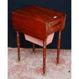 19th century Scottish mahogany work table with two short drawers and opposing faux drawers and