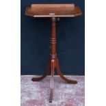 Walnut telescopic reading table, c. late 19th/early 20th century, the octagonal burr top with ledge,