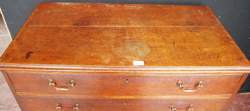 George III oak chest of four graduated long drawers, on bracket feet, 93cm high, 97.5cm wide and - Image 2 of 8