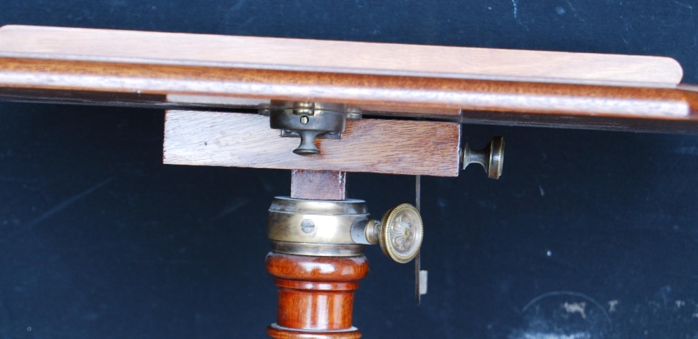 Walnut telescopic reading table, c. late 19th/early 20th century, the octagonal burr top with ledge, - Image 3 of 3