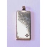 9ct gold plain rectangular pendant with diamond brilliant, 1978, 8.6g.