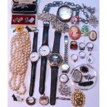 Five watches and a quantity of costume and other jewellery.