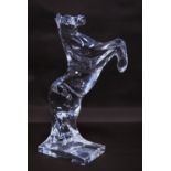 Daum of France glass figure in the form of a rearing horse (20th century) terminating on a fixed