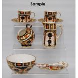 Royal Crown Derby Imari porcelain coffee set comprising six saucers, 10.5cm diameter, six coffee