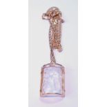 Lalique pendant in rolled gold, on 9ct gold necklet (10g).