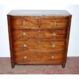 William IV mahogany barrel-front chest of two short and three graduated long drawers, with brass