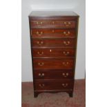 Mahogany tallboy chest of seven graduated drawers, on bracket feet, 124.5cm high, 61cm wide and 46cm