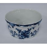 18th century Caughley porcelain slop bowl, c. 1780 in blue underglaze with floral sprays, T mark