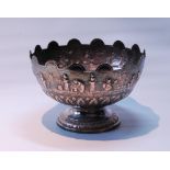 Indian embossed silvered copper bowl, 18.5cm.