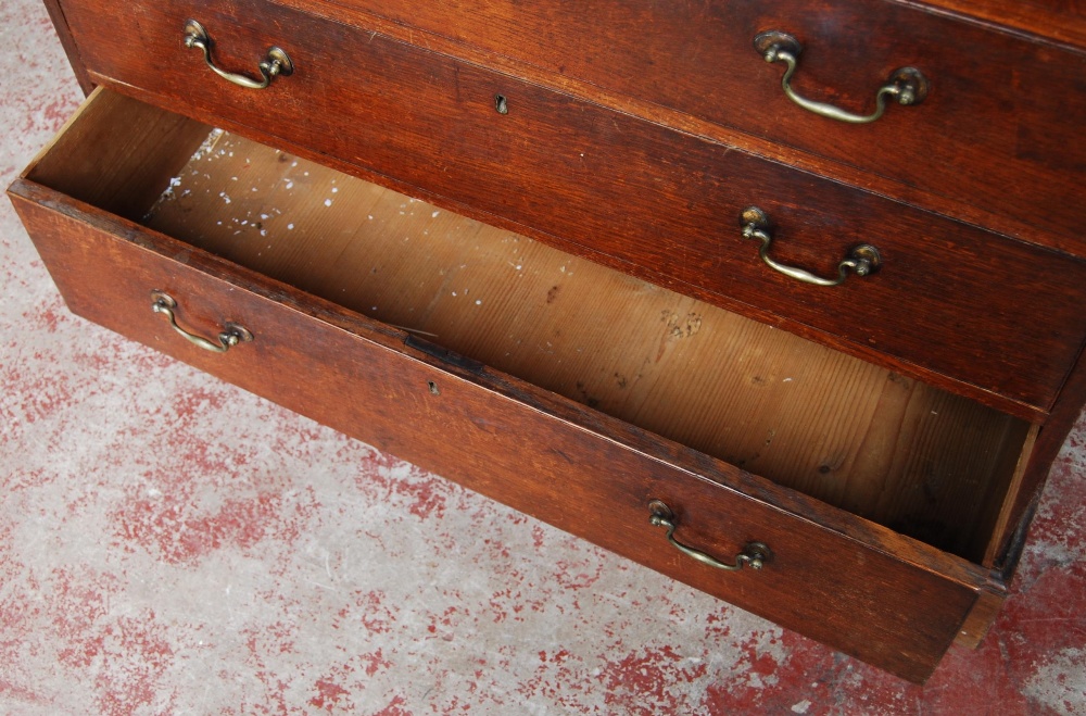 George III oak chest of four graduated long drawers, on bracket feet, 93cm high, 97.5cm wide and - Image 6 of 8