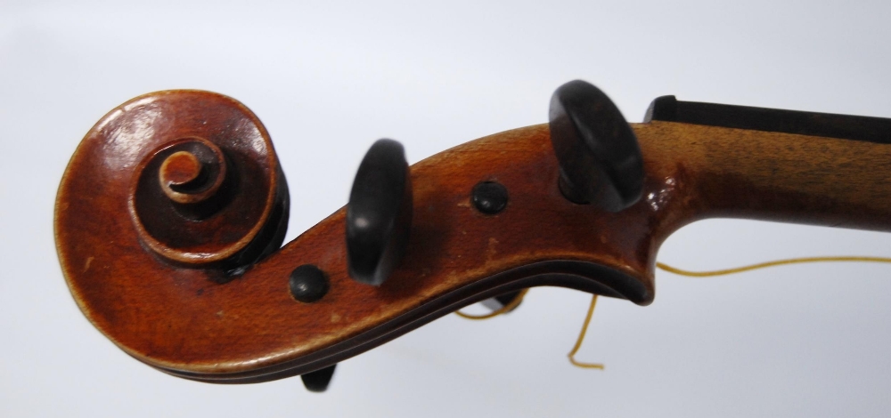 Antique violin with single-piece back and copy Antonio Stradivarius label, dated 1721, 35cm long, - Image 7 of 14