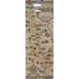 Pratt's High Test Map of the Great North Road, AE Taylor, 1930, approximately 81.5cm x 30cm,