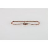 10ct rose gold bracelet set with baguette and round brilliant-cut diamonds, with open box clasp