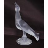Lalique of France frosted glass figure of a bird (20th century) terminating on a fixed circular